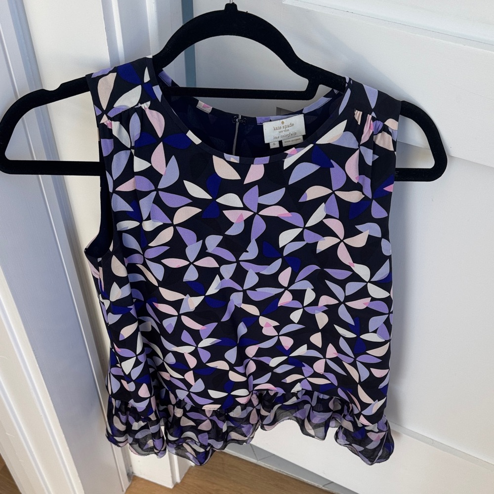 Kate Spade Black and Purple Patterned Top